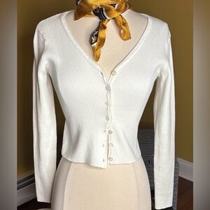 PacSun John Galt White Ribbed Shannon Sweater EUC